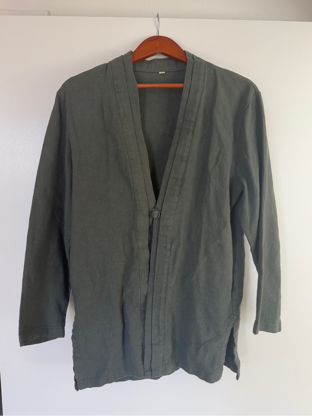 Hand made Japanese kimono Olive Green Open-Front Jacket (never worn)